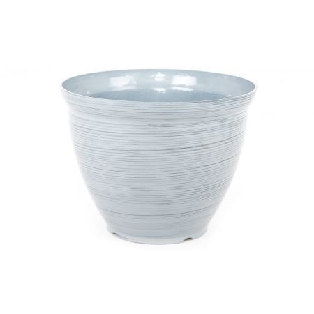 FEATHER 38CM FEATHER POT - GREY STRIPED