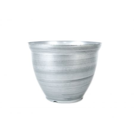 FEATHER 38CM FEATHER POT - STRIPED SILVER