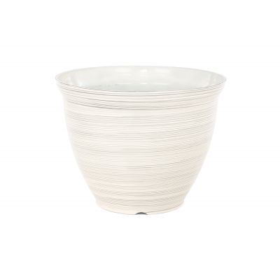 FEATHER 38CM FEATHER POT - STRIPED WHITE