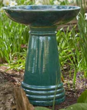 Glazed Bird Bath - Jade Green - 43cm high