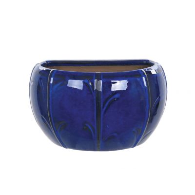 GLAZED NO.1 BLOSSOM WALL POT BLUE