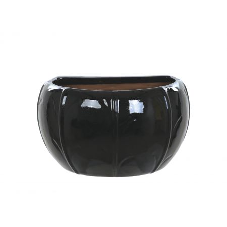 GLAZED NO.2 BLOSSOM WALL POT BLACK