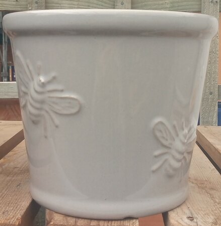 Grey Bee Pot - 19cm Grey Pot with Grey Bees