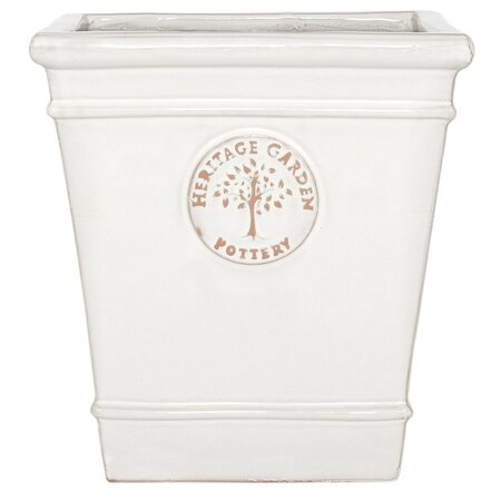 HERITAGE GARDEN POTTERY 19CM WHITE HERITAGE SQUARE