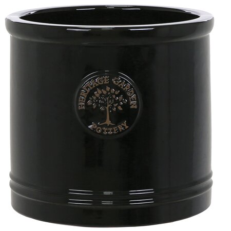 HERITAGE GARDEN POTTERY 20CM BLACK HERITAGE CYLINDER