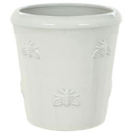 Heritage Garden Pottery - Bumble - 37cm White Pot with White Bees