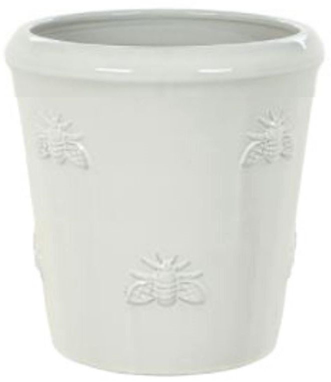 Heritage Garden Pottery - Bumble - 37cm White Pot with White Bees ...