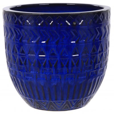 Heritage Garden Pottery - Chevron - 26cm Blue Pot