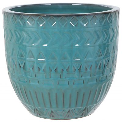 Heritage Garden Pottery - Chevron - 26cm Green Pot