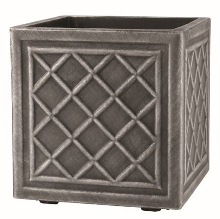 Lead Effect Planter- 38cm - Square - Pewter