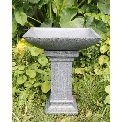 Square Birdbath White