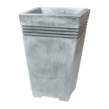 Tall Square Milano Planter - Pewter - 33cm