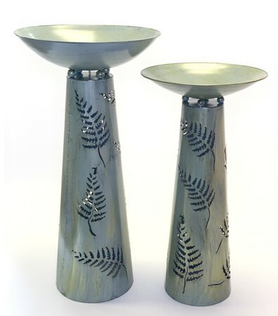 Tower & Bowl Stand - Ferns-Cone, Silver Antique Finish - Large - 112cm